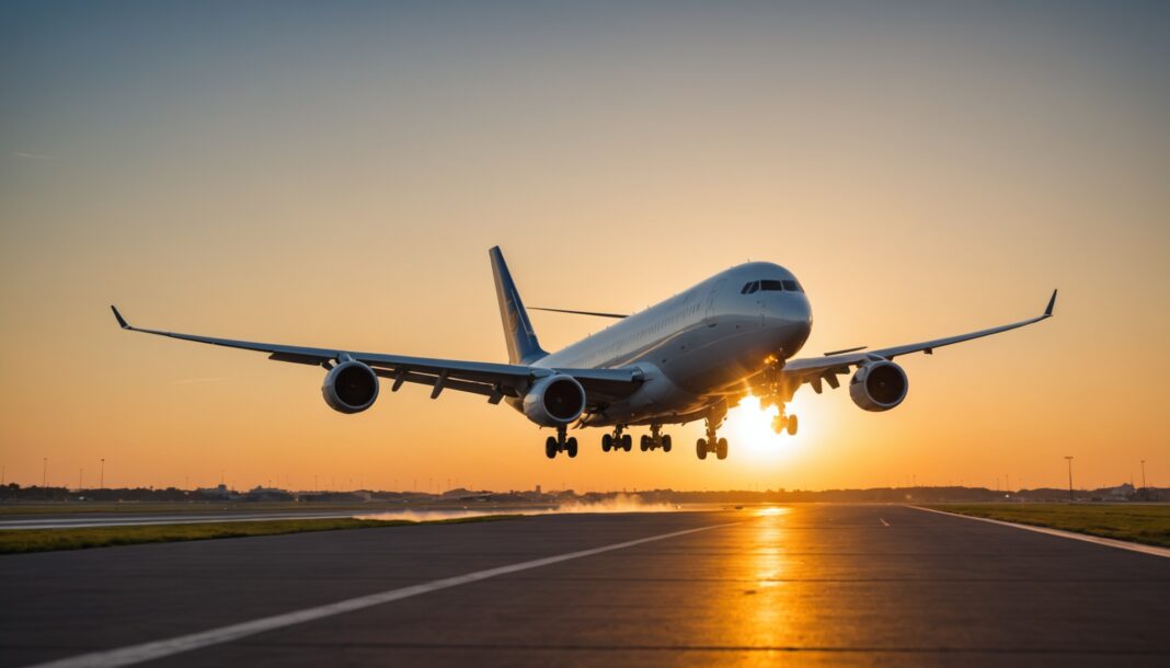 Avion commercial au décollage, illustration d'un article sur les vols pas chers