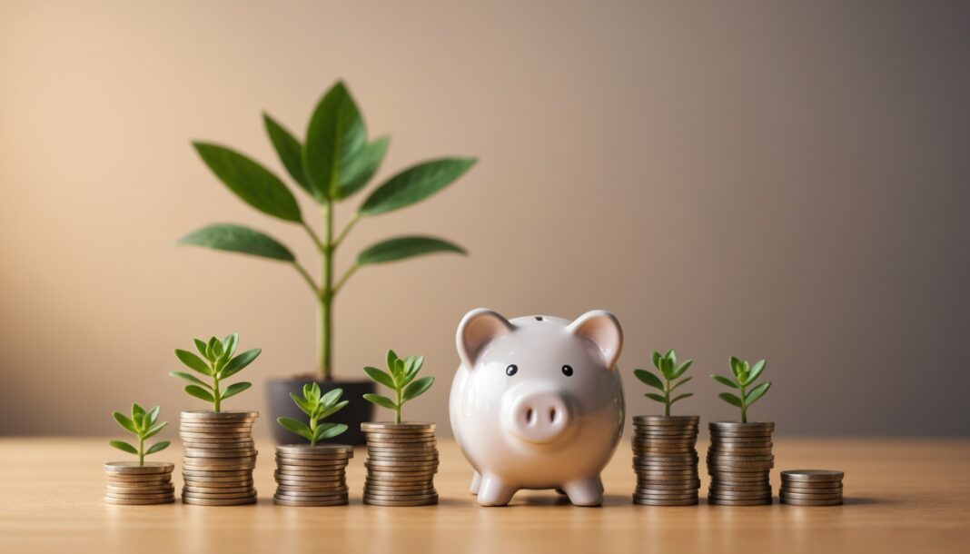 Tirelire et pièces d'euros symbolisant l'épargne réglementée